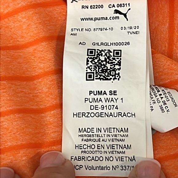 Puma‎ Performance Polo Shirt Short Sleeve Mens Size Large Orange Golf - Picture 7 of 8